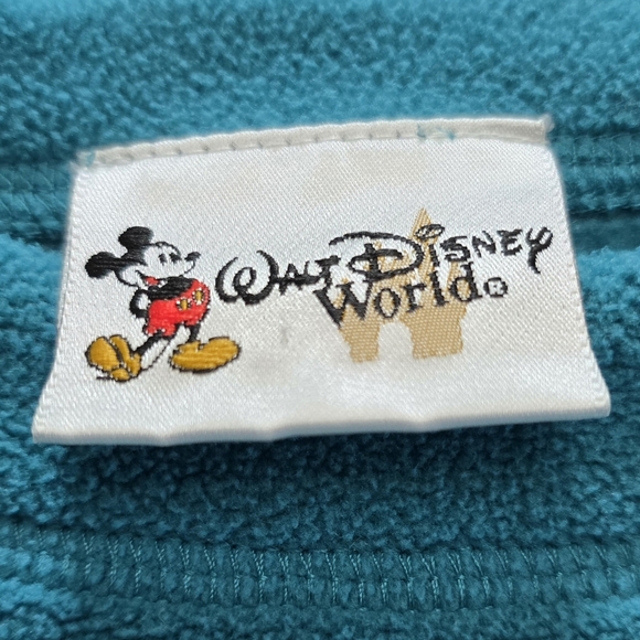 Size L Unisex Vintage Walt Disney World Fleece Pullover Sweatshirt Teal Green - Picture 4 of 6